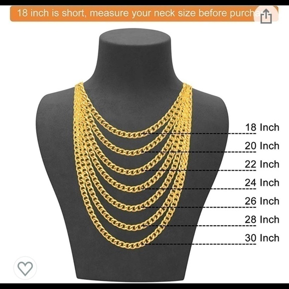 𝅺GOLD Cuban chain necklace 6MM - Picture 2 of 5
